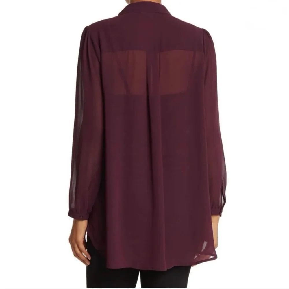 Daniel Rainn Women's Deep Purple Pleated Blouse - Picture 3 of 15